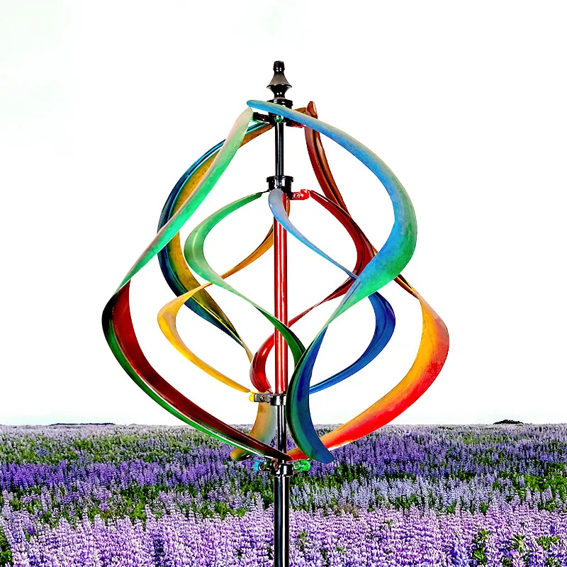 

Hot Selling Patio Colorful Windmill 3D Wind Spinner Metal With Spiral Design