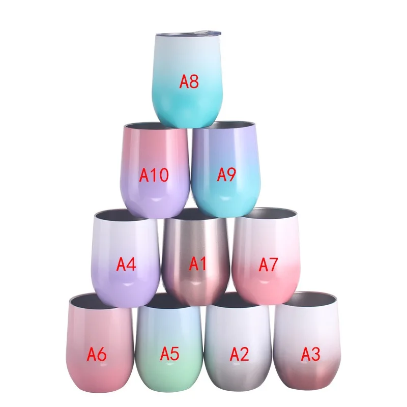 

Wholesale 12oz Stainless Steel Vacuum Insulated gold wine tumbler Swig Egg Mug Christmas tumbler with lid beer tumbler