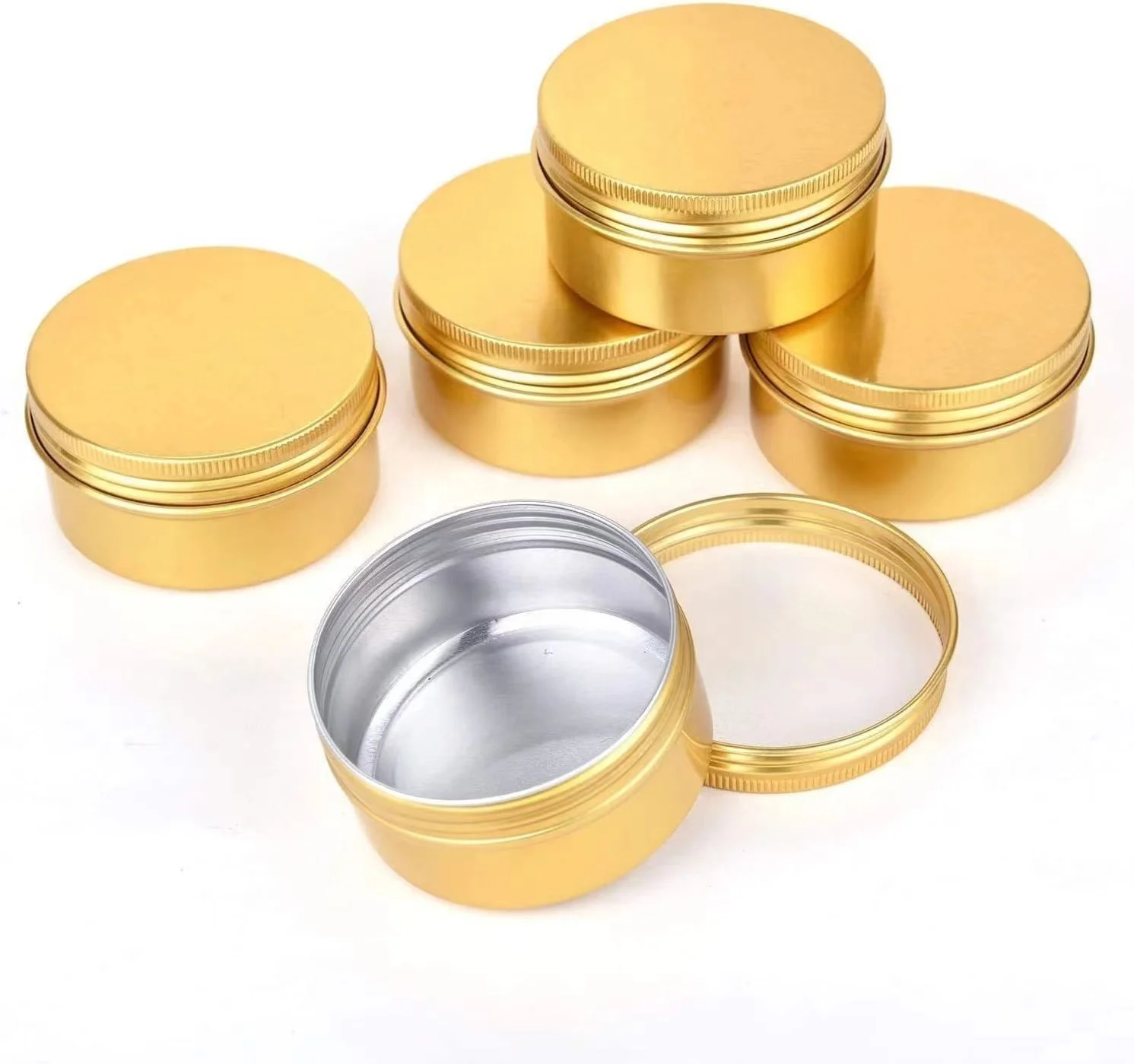 

Metal Round Balm Tins Aluminum cosmetic jars Cans Empty Containers with screw lids for salve spices candles