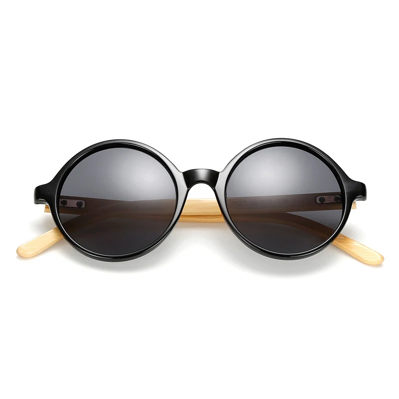 

1527 women men black round shades wooden sunglasses bamboo glasses