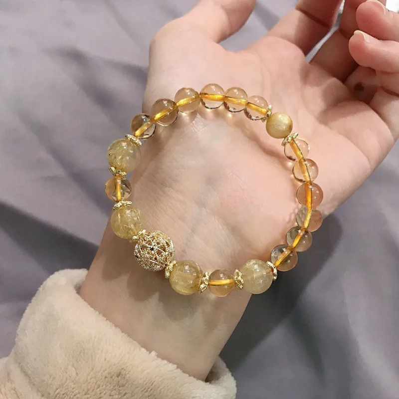 

High Quality Transparent Crystal Bracelet Recruit Wealth Help Cause Yellow Crystal Beaded Bracelet, As show