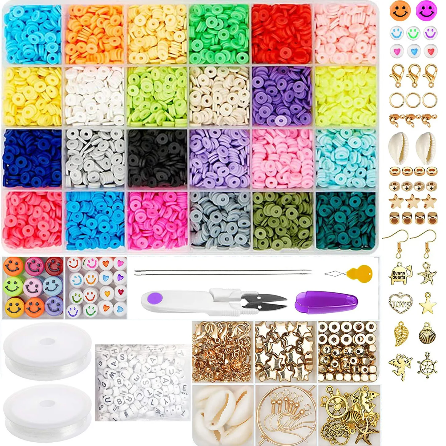 

2022 New Arrivals Clay Beads Set Ornaments Accessories for DIY Necklaces Bracelets Earrings Jewelry Making Kit