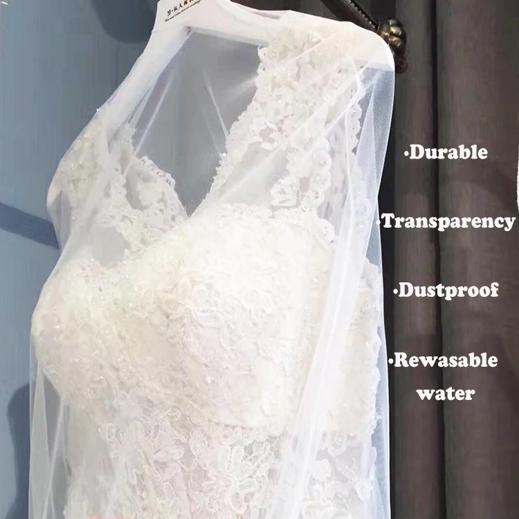 

High Quality Transparent Bridal Gown Garment Dust Cover Bags Wedding Dress Dust Cover buy tulle online, Clear