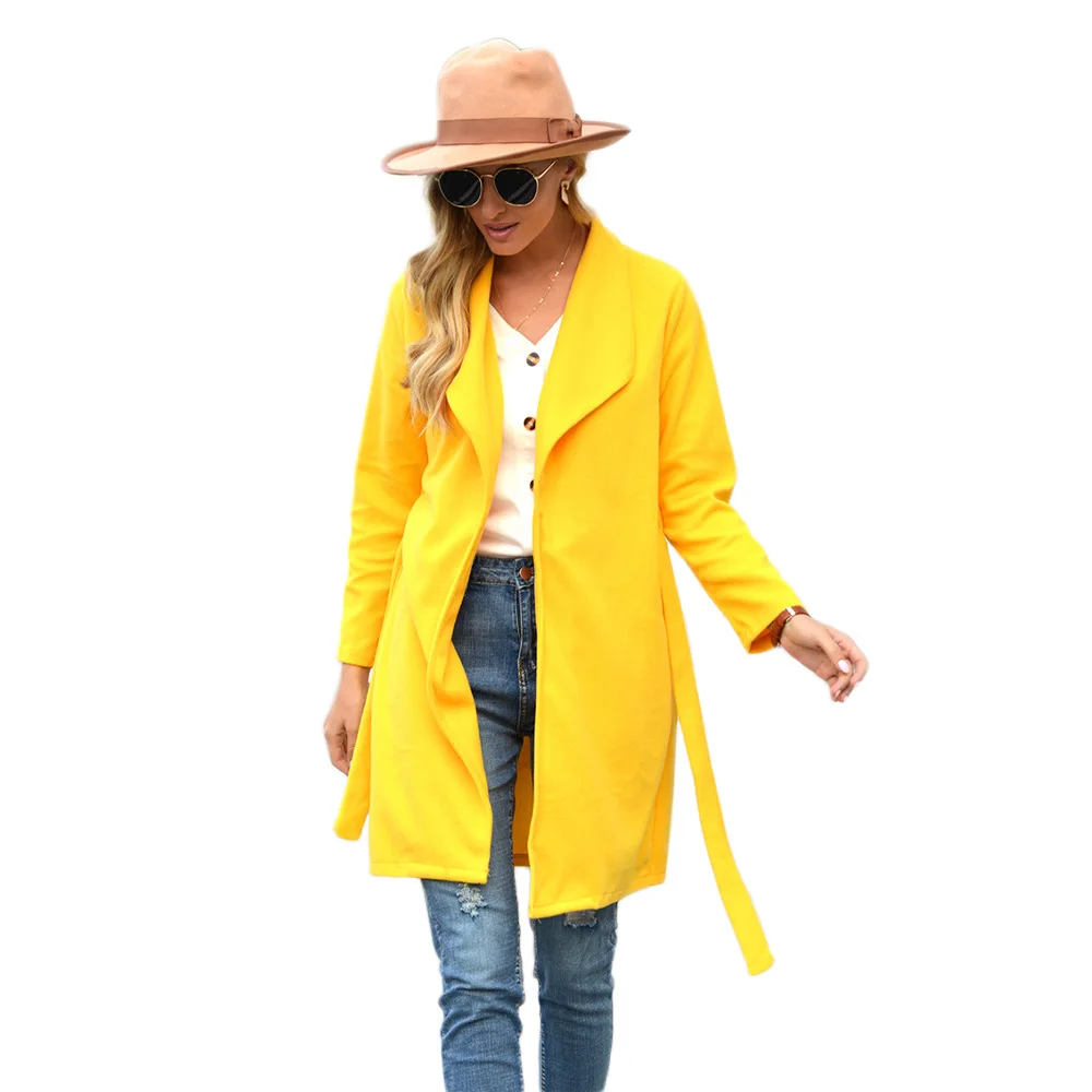 

2021 Wholesale Winter Overcoat Women Causal Fashion Jacket Long Wool Coat, 6 colors