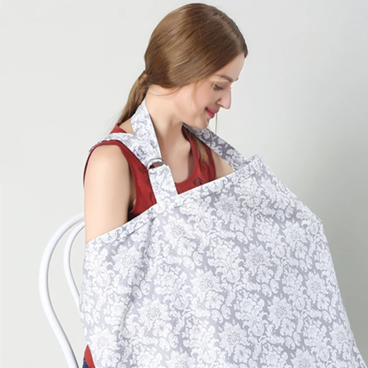 

Organic Bamboo Cotton Baby Breastfeeding Apron Newborn Nursing Cover Sewn In Burp Cloth for Breastfeeding Infants, Custom colors
