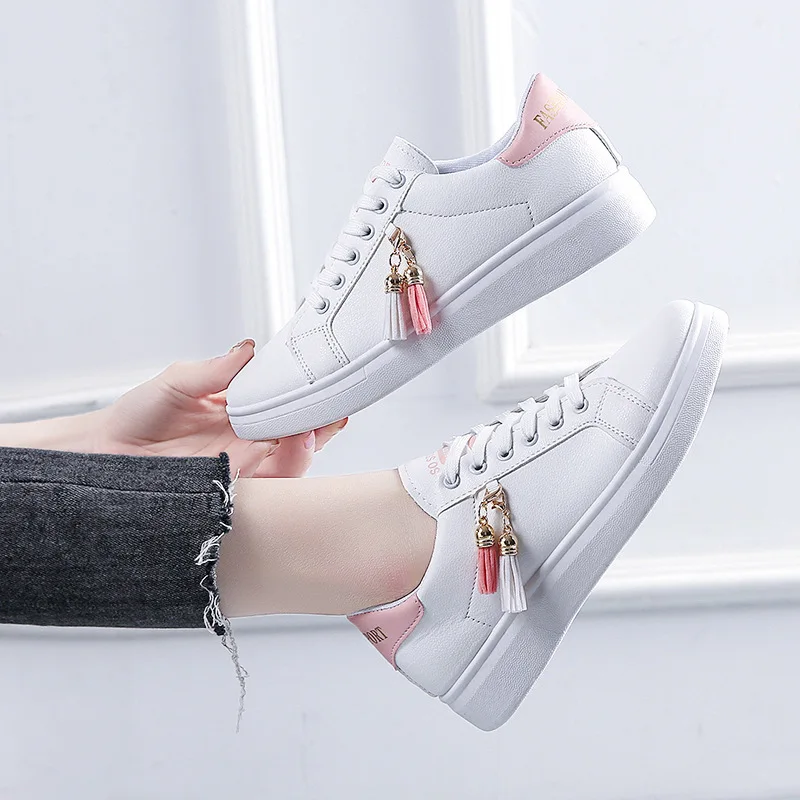 

Spring Autumn New Arrivals Cheap Girl White Flat Shoes Low Top Breathable Running Sport Shoes Comfortable Women Casual Shoes