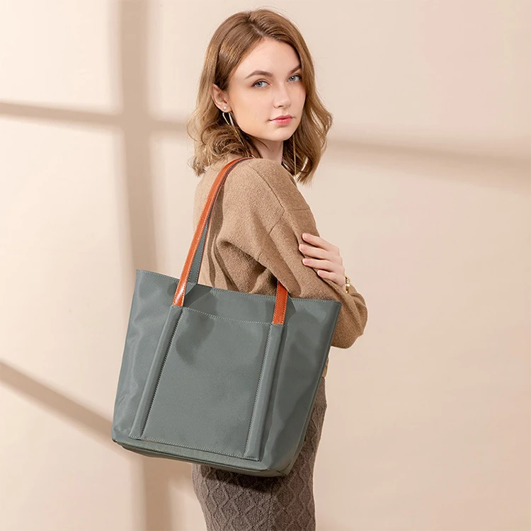 

AZB457 Large Capacity Tote Bag Oxford One Shoulder Bag Luxury Designer Leather Handle Tote Handbags For Women, Brown, wine red, various colors available
