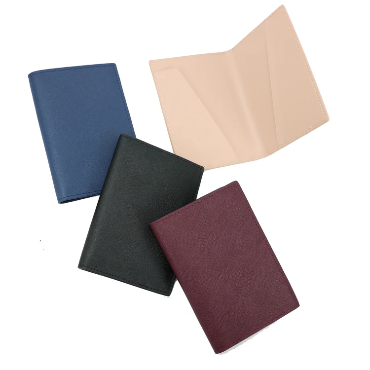 

100% genuine pebble saffiano leather travel passport holder cover