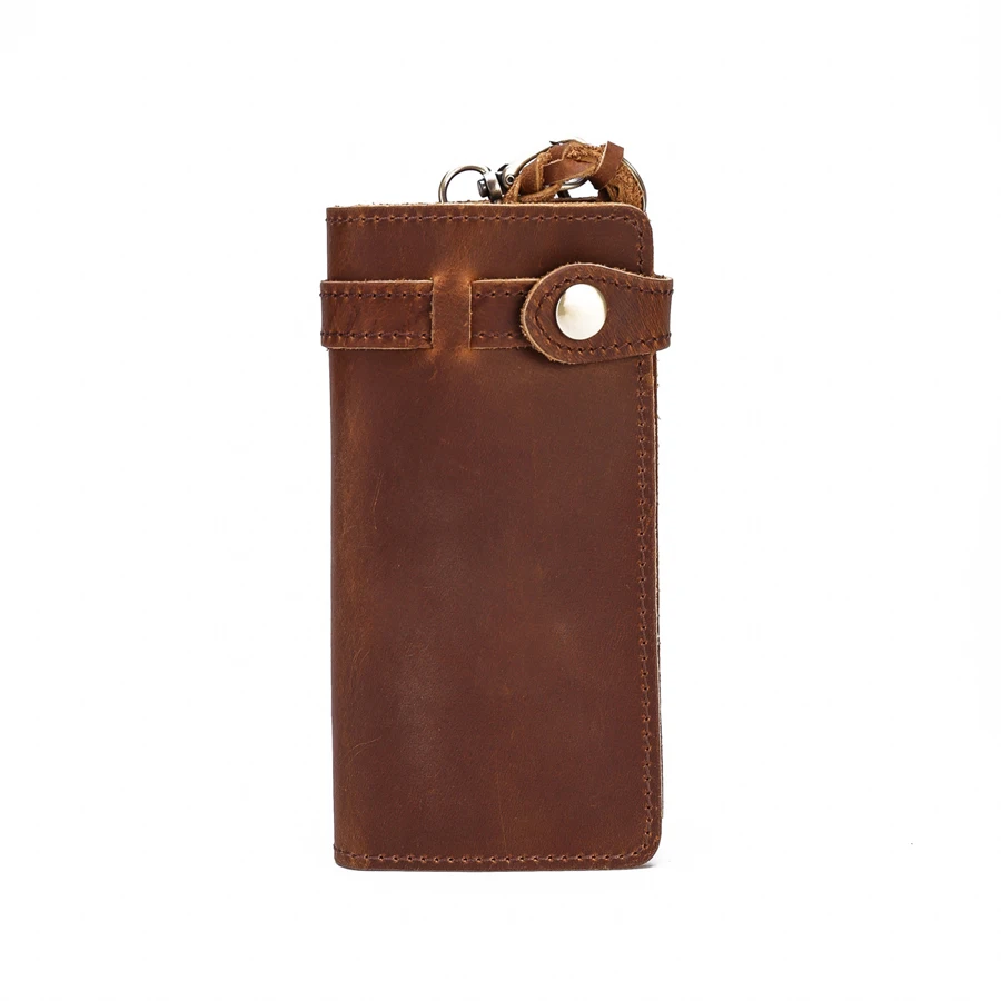 

Mens Thick Genuine Leather Bifold Organizer Checkbook Chain Wallet, Customized