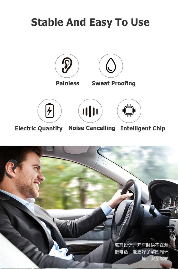 Y12 Ear Hook Bone Conduction cheap Bass Noise Reduction Stereo Airbuds Headset Headphone Wireless Blue tooth Earphone for iPhone