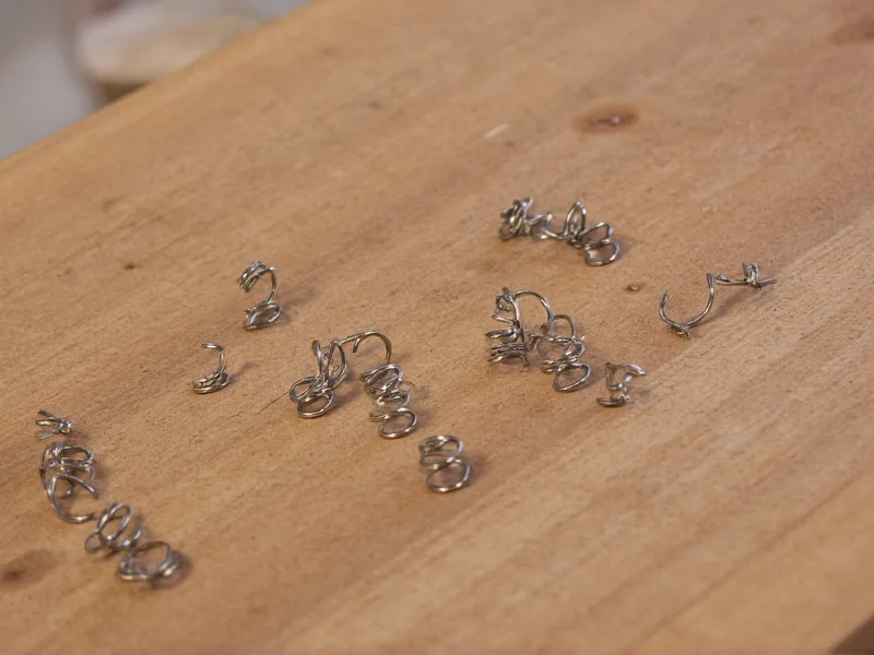 Close-up of different craft spring types on workbench