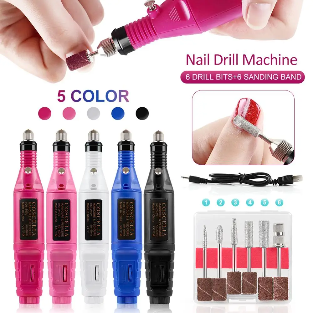 

Portable Electric Nail Art Drill File UV Gel Remove Sanding Buffer Tools Kit Pedicure Set Drill Bits Nail Drill Machine