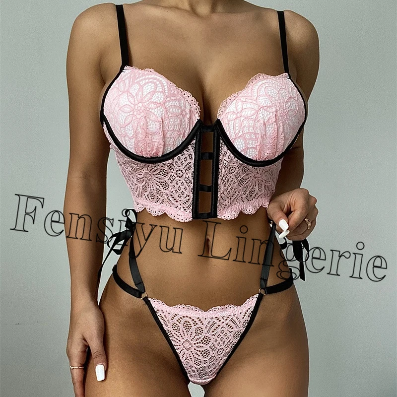 

Sexy Women Underwear Erotic Push up Lace Lingerie Cute Pink Underwear for Girls