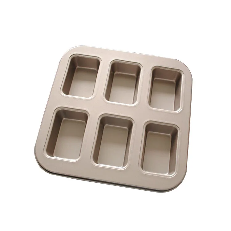 

Hot sale Gold Non-Stick 6-Cavity Linking Mini Loaf Pan Cake Pan