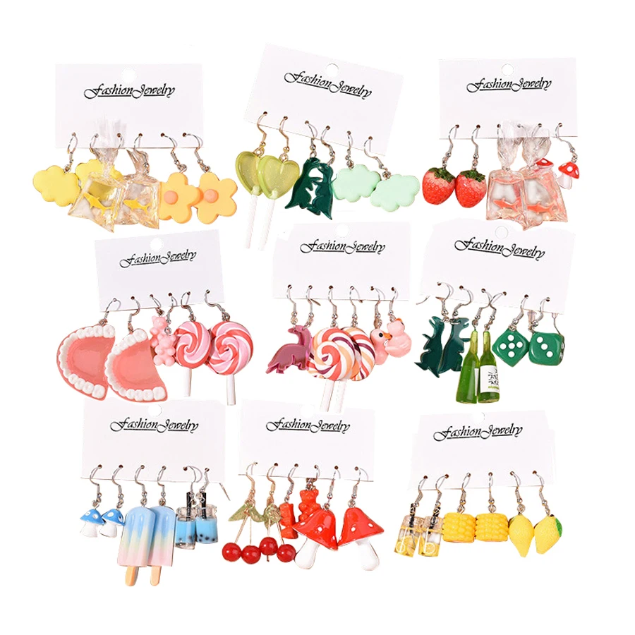 

Y2k Fashion Butterfly Animal Earrings Set Bohemian Heart Water Drop Shape Acrylic Earrings Jewelry for Women Girls