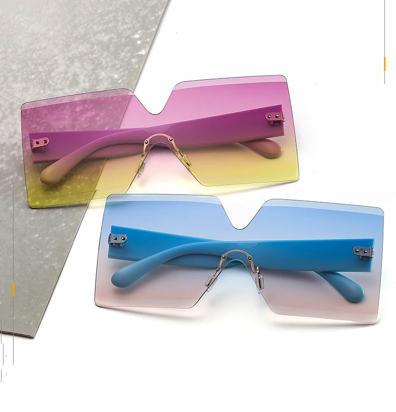 

Finewell square rimless sunglasses 2021 trendy sunglasses clear oversized glasses sunglasses oculos personalizado