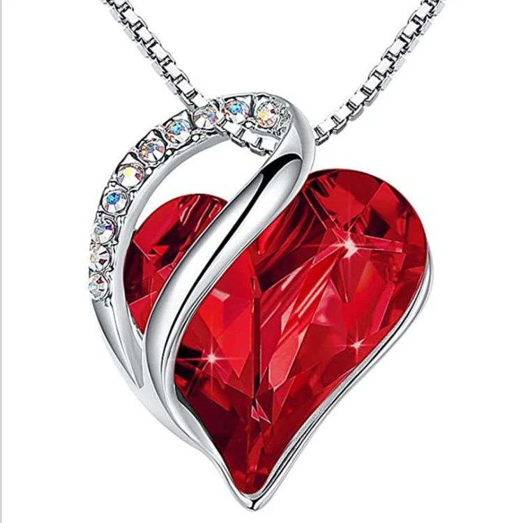 

Amazon explosion models hot sale fashion accessories ocean heart necklace crystal pendant ladies clavicle chain, As the picture show