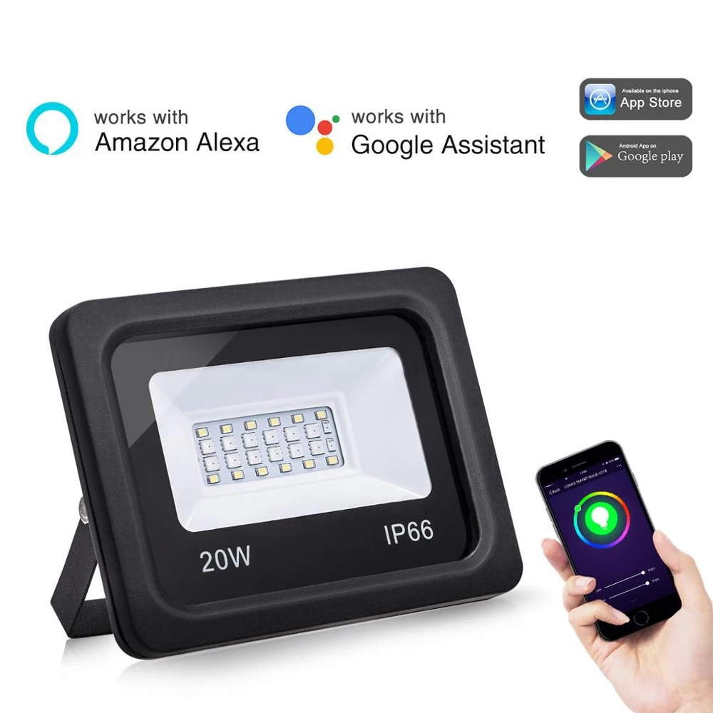 Tuya Smart APP Controlled Smart Flood Light RGBW WiFi Smart Flood Light Compatible With Alexa