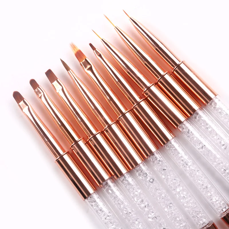 

TSZS 2020 High Quality Wooden Rose Gold Handle With Pearl Kolinsky Acrylic UV Nail Art Brush, As picture