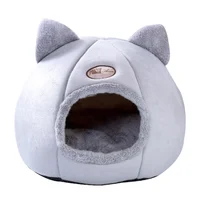 

Warm luxury comfortable cat head shape cat bed cave avoid wind and warm protection