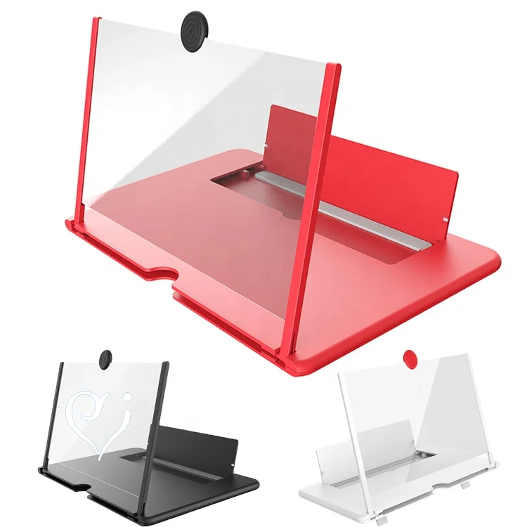 

12 Inch Pulling Out Mobile Phone Screen Magnifier Screen Amplifier Magnifying Phone Stand Holder, Black, white, red