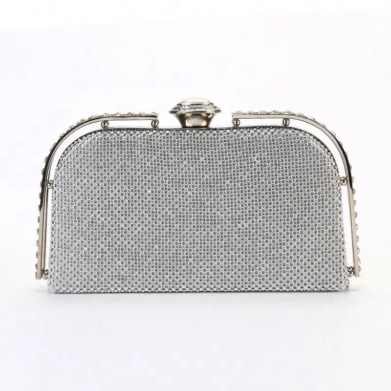 

Luxury Classic Hand Made Diamond Women Handbags Rhinestone Evening Bags Crystal Party Bridal Clutches Bag With Metal Frame, Silver gold black
