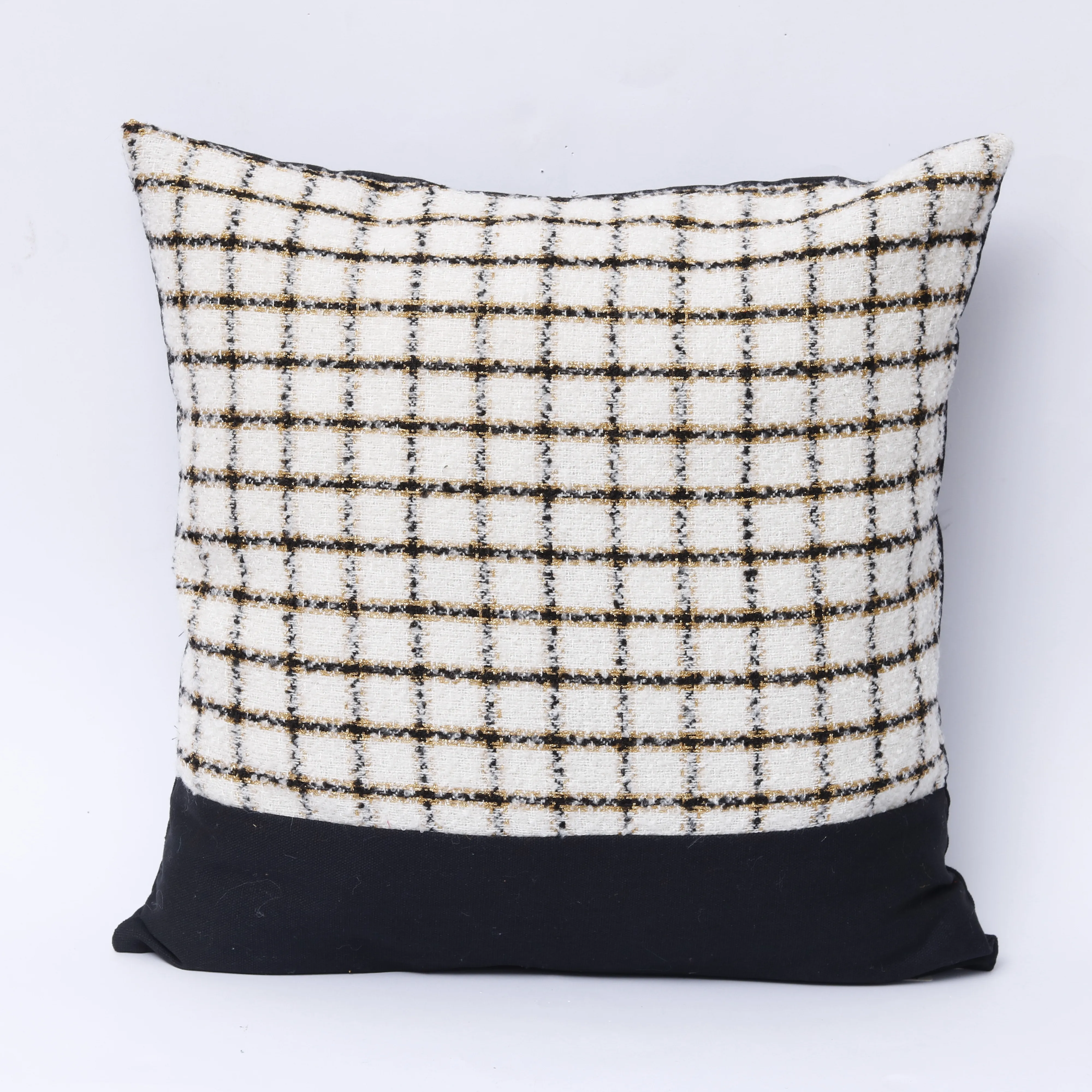 

classic grid with pleuche splicing design cushion cover match for sofa chair home decoration