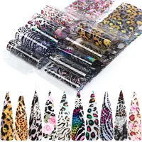 

10pc Mixed Laser Leopard Nail Foils Transfer Shining Sliders For Nails DIY Temporary Tattoos Nail Art Decor Manicure Wrap