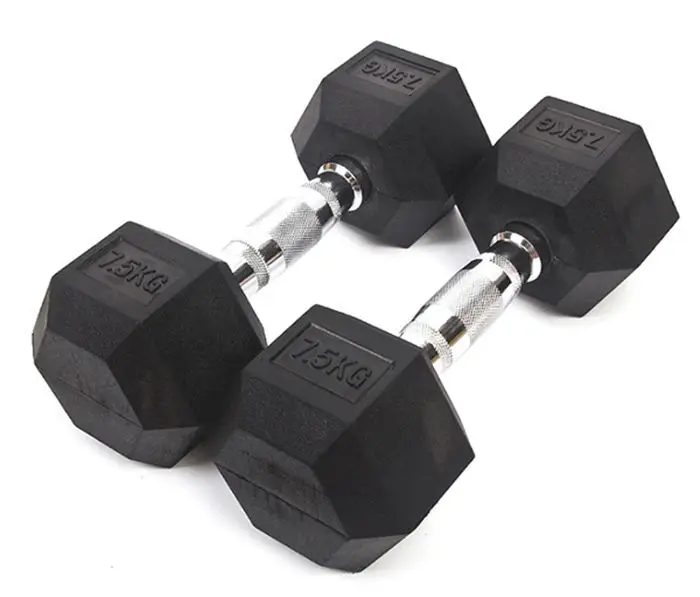 Wholesale Hex Rubber Coated Gym Dumbbells 100lbs Fitness Weight Rubber Hex Dumbbells in Lbs