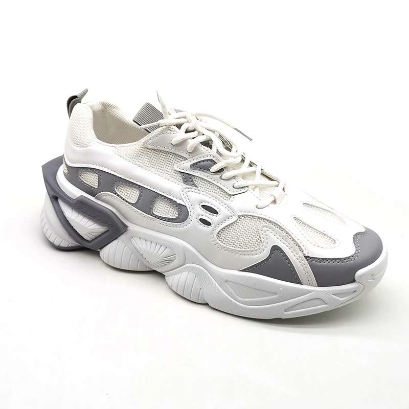 

Anti-slippery Outdoor Breathable Sneaker Men High Top Men's Casual Sports Shoes, White/grey