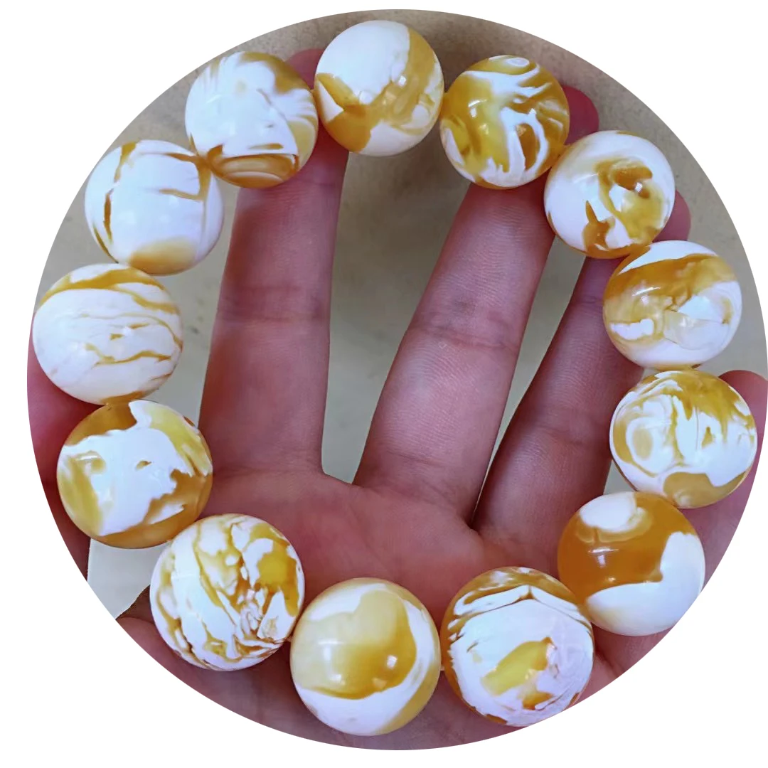 

factory outlet natural natural Baltic amber High quality Russian Amber Beads Gold White Amber Bracelet, 100% natural color