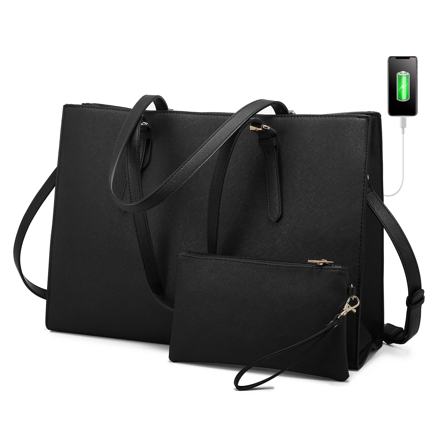 LOVEVOOK Top Sale Fashion 2pcs Custom Laptop Bag High Quality Pu Leather Computer Tote Bag Large Capacity Ladies Office Handbag
