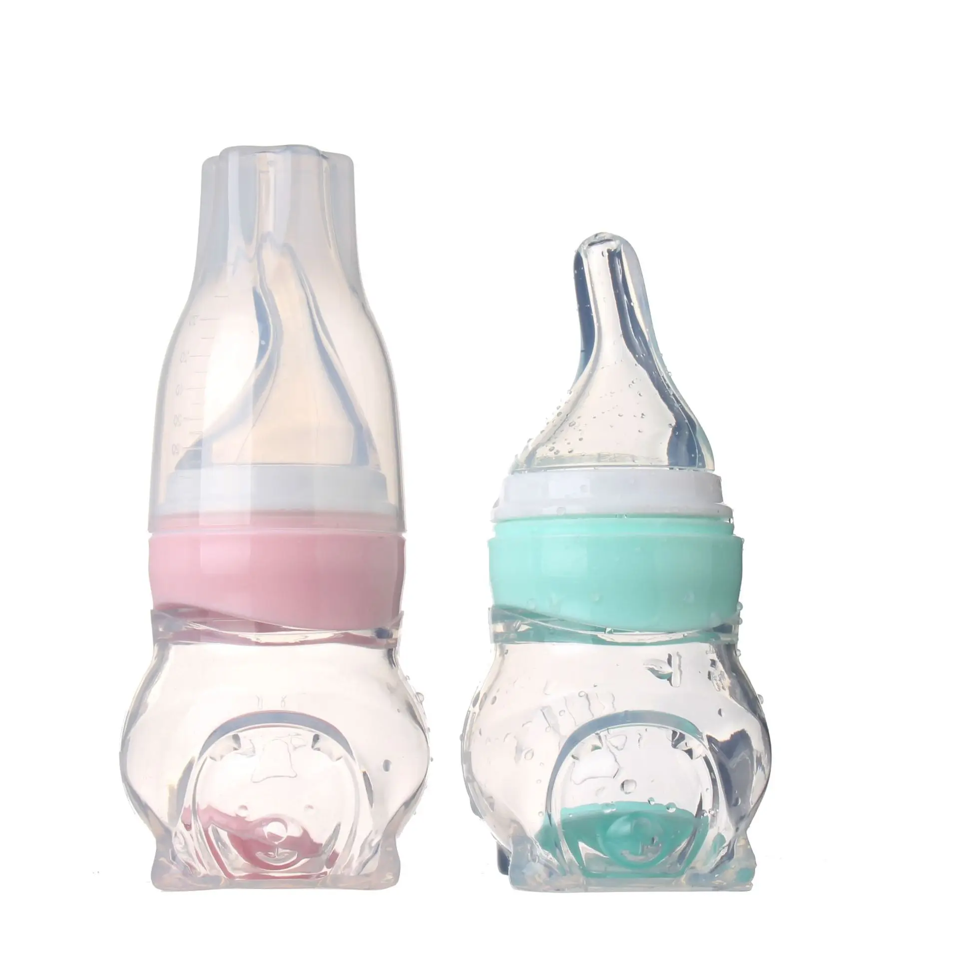 

In Stock Milk Soft Silicone Spoon Feeding Baby Food Feeder Bottle For Infant