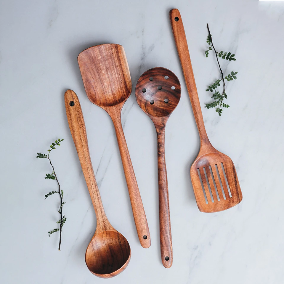 

Wooden shovel spoon slotted shovel colander natural eco-friednly wholesale custom logo kitchen utensils set for cooking, As photo