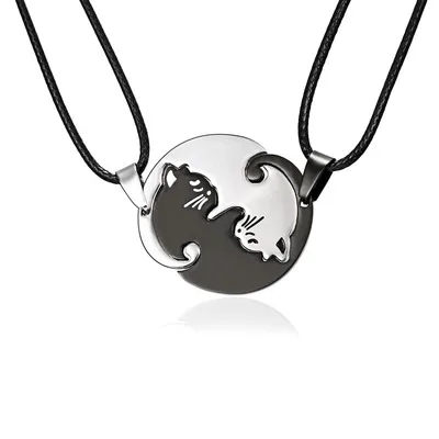 

Cat Necklace Stainless Steel Necklaces Couple Pendant Necklace for Lover