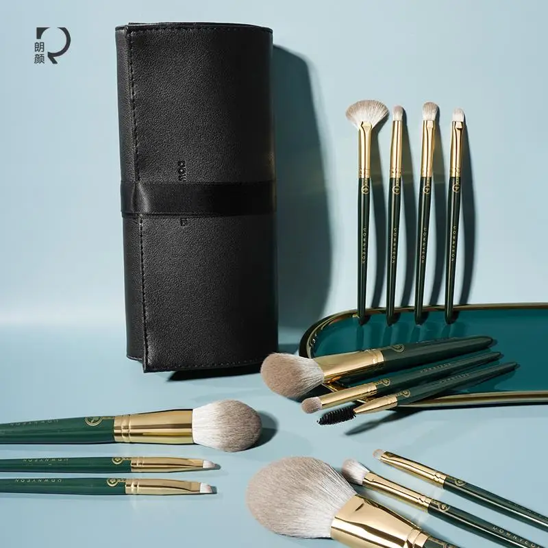 

Professional Makeup Brushes 13 PCs Makeup Brush Set with Premium Synthetic Foundation Brush Blending Face Powder Blush, Green