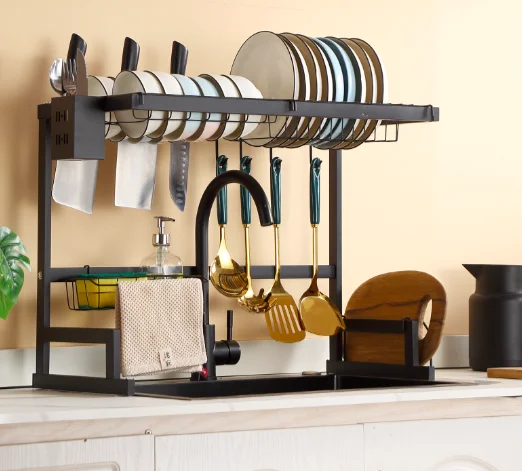 

Kitchen holders refrigerator storage rack,stainless steel dish rack use storage dish drainer with paper and cup holder