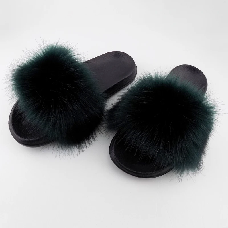 

Ladies Fluffy Fox Luxury Slide Women Soft Comfortable Fur House Slides Shoes Slippers Faux Vendor With Fur