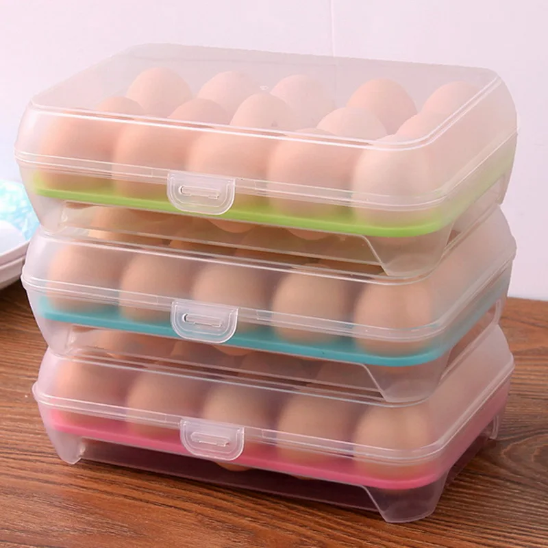 

Plastic Egg Tray Holder Storage Container Organizer Bin With Lid For Refrigerator Fridge 1 Pcs, Multicolor