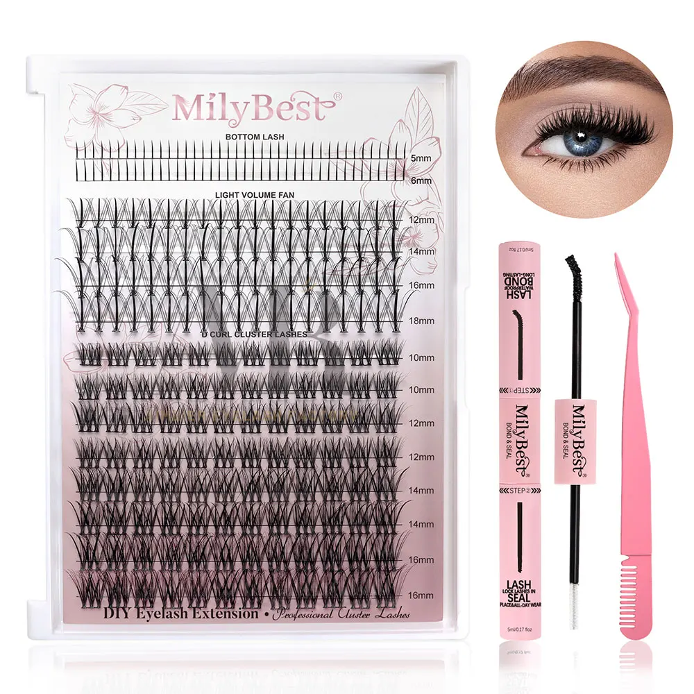 Precut Segmented Eyelashes Kit Wholesale DIY Individual Eyelash Extensions Cluster lashes Kit