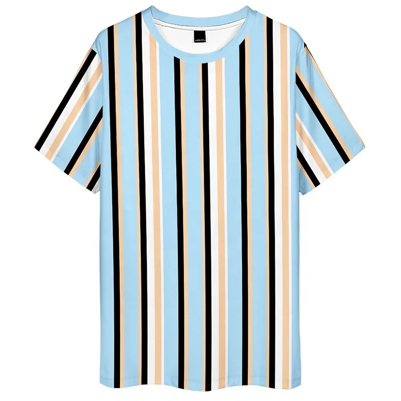 

OEM striped printed top vintage vertical stripe oversized men t shirt2021