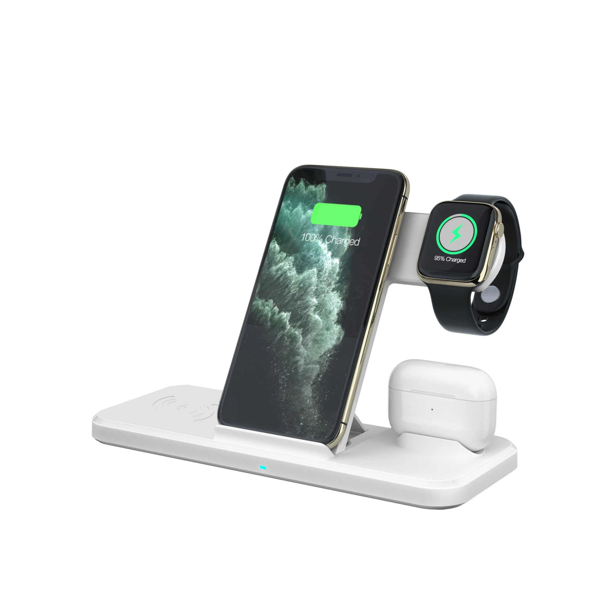 

Portable Wireless High Speed Charging Docking Station Stand For iPhone Watch Earbud Adapter 15w Fast Wireless Charger 3 in 1