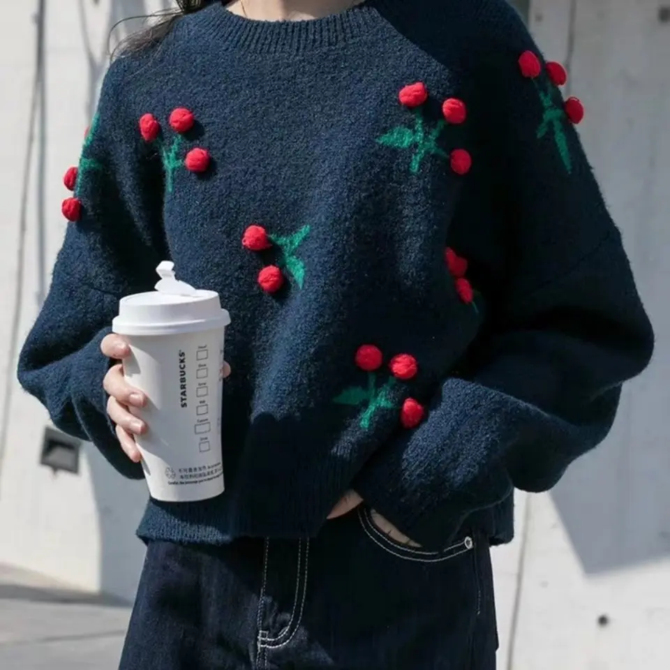 

Wholesale New Style Women's Crew Neck Knitted Top Autumn Fashion Casual Sweater, Different colors and support to customized