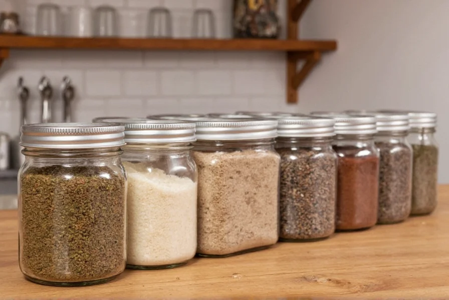 Bag of bulk granulated sugar on counter with measuring cup and spoons