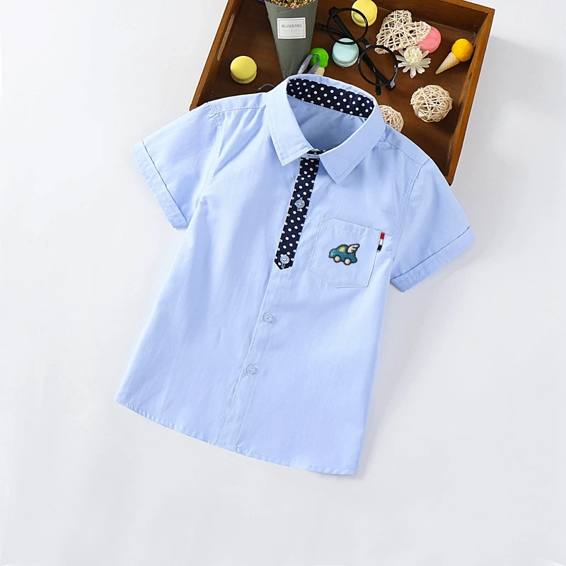 

Summer Formal Kids Boys Gentlemen Shirt Casual Tops Clothes Child Baby Blouse Boy Cotton Short Sleeves Shirts T-shirt Clothing