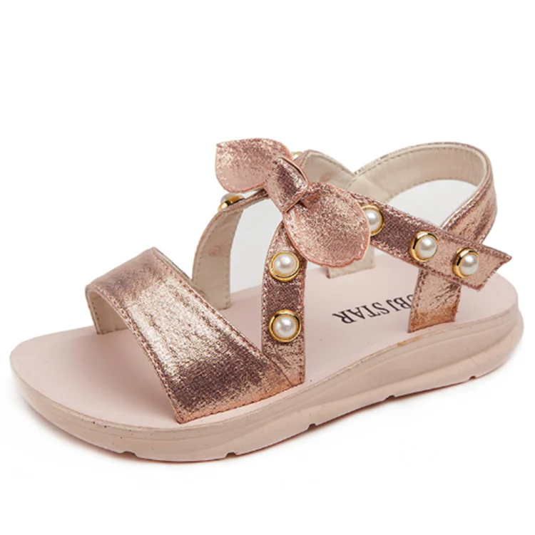 

New soft soled girl's sandal, fashionable little girl's princess shoe, Black, pink