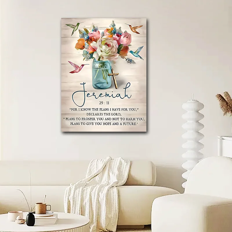 Wholesale Farmhouse Scripture Wall Art Religious Bible Verses Canvas Prints Flower Pictures Christian Artwork Home Decor