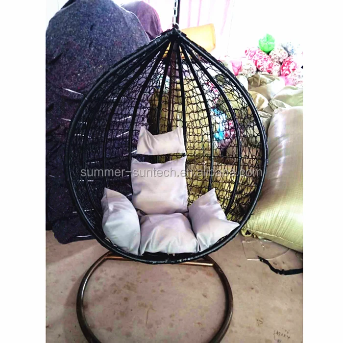 White Bali Oval Indoor Outdoor Cheap Wicker Hanging Swing Rattan Egg