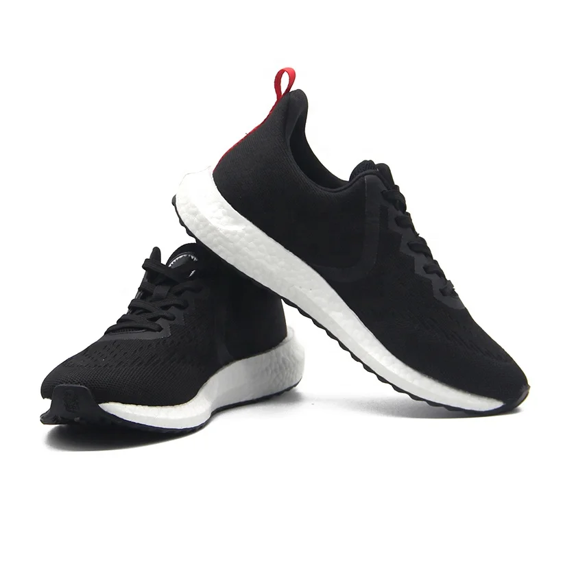 

ETPU Elastic Outsole New Design Black Fashion Lace Up Breathable Knitted Men Sneakers Custom Running Sport Shoes