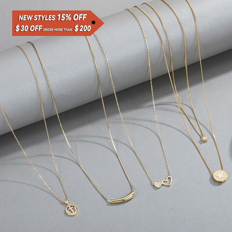 

women in Japan and South Korea S925 silver plated real gold inlaid zirconium necklace, Gold, silver